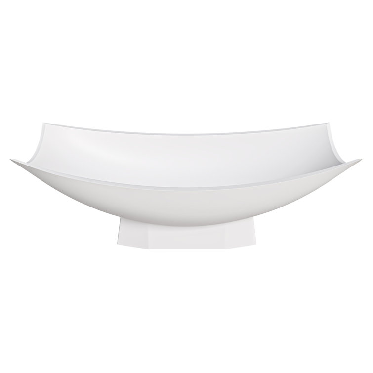 71" White Matte Solid Surface Freestanding Hammock Bathtub
