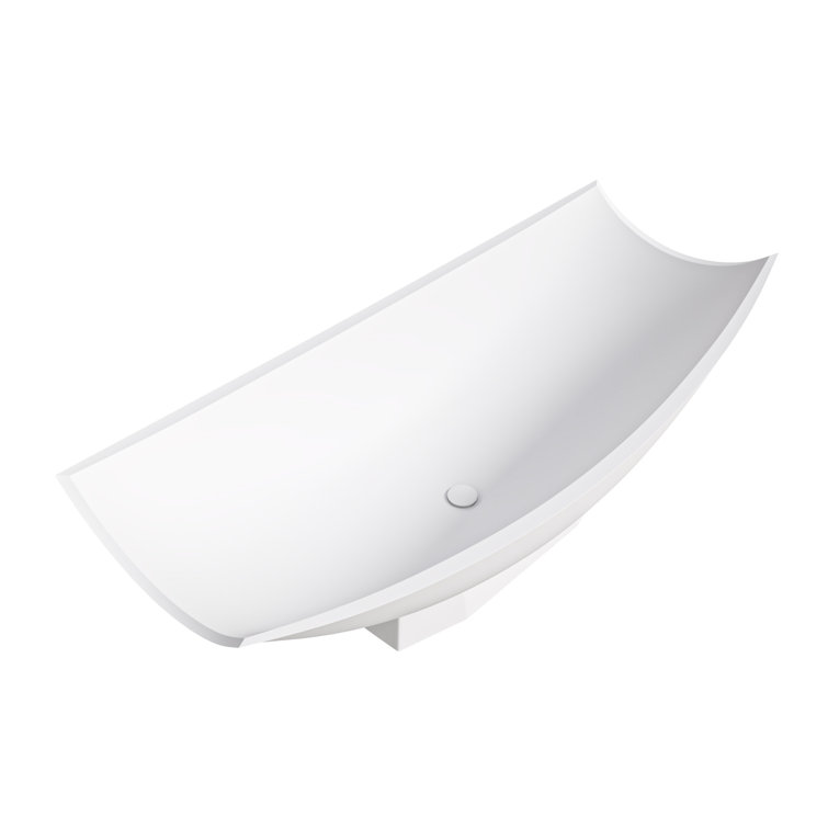 71" White Matte Solid Surface Freestanding Hammock Bathtub