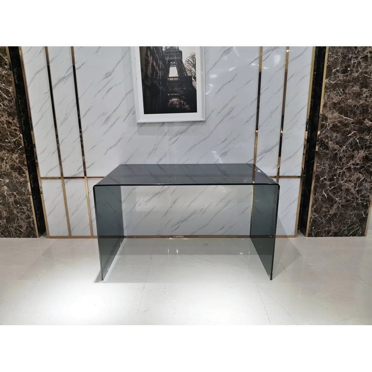 Sleek Gray Glass 50" Office Desk with Minimalist Design