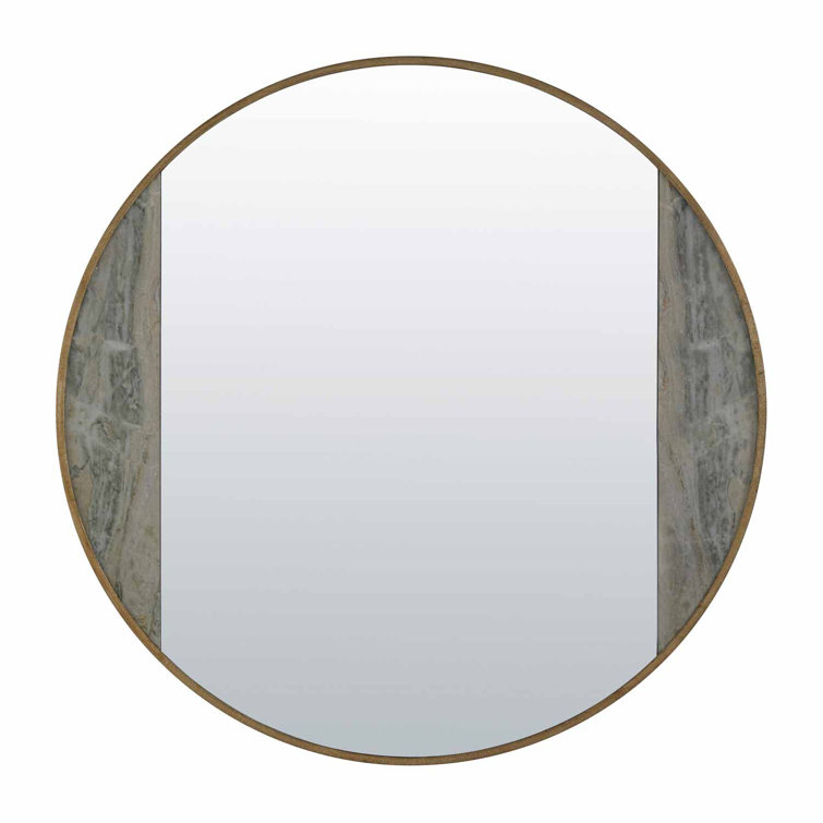 Green Meadow Marble and Champagne Iron Wall Mirror