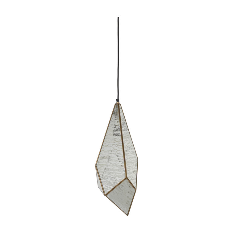 Malina Antique Brushed Brass and Silver Mercury Glass Pendant Light