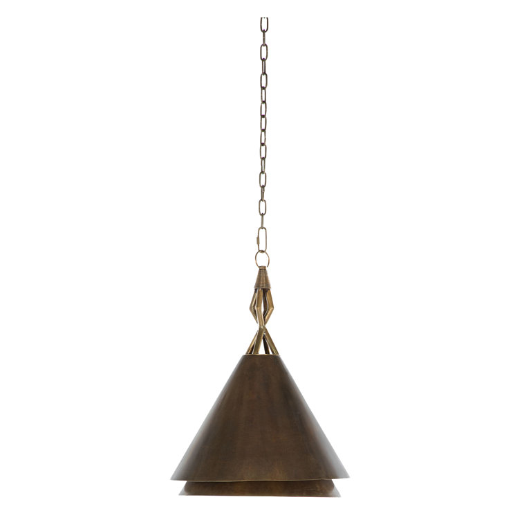 Antique Brass Conical Pendant Light with Layered Design