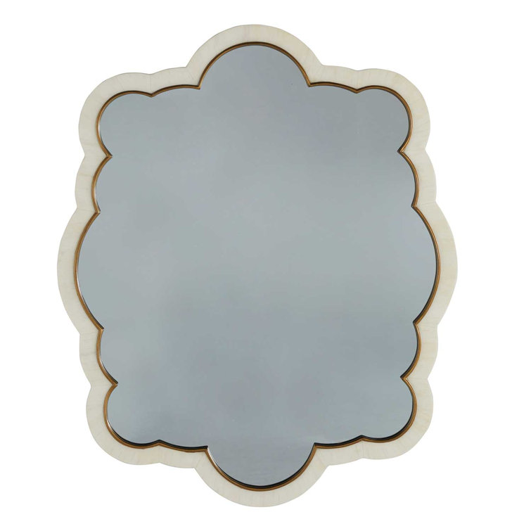 Rianna Antique Brass and Faux White Horn Cloud-Shaped Wall Mirror