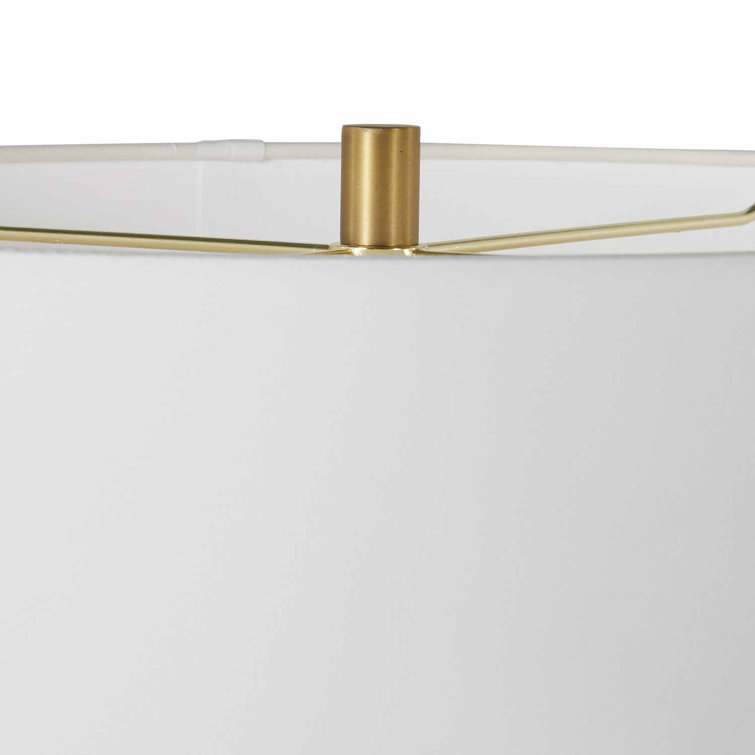 White Ceramic and Brass Table Lamp with Greek Key Design