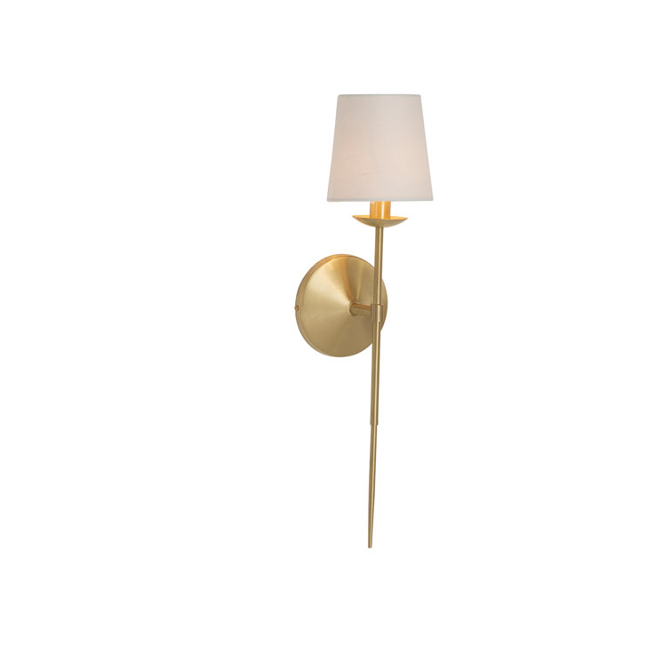 Granville Brass Wall Sconce with White Linen Shade