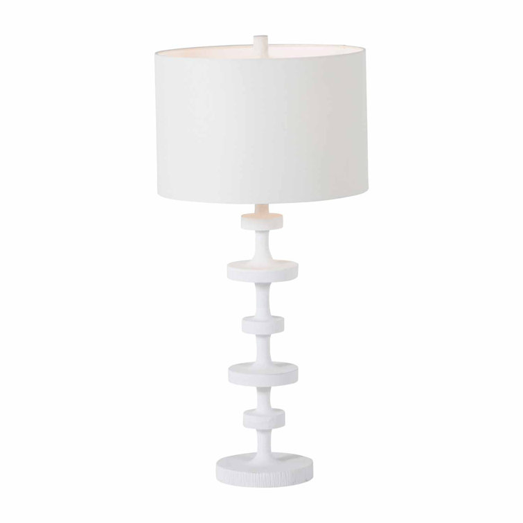 Olivia White Iron and Polyresin Table Lamp with Linen Shade