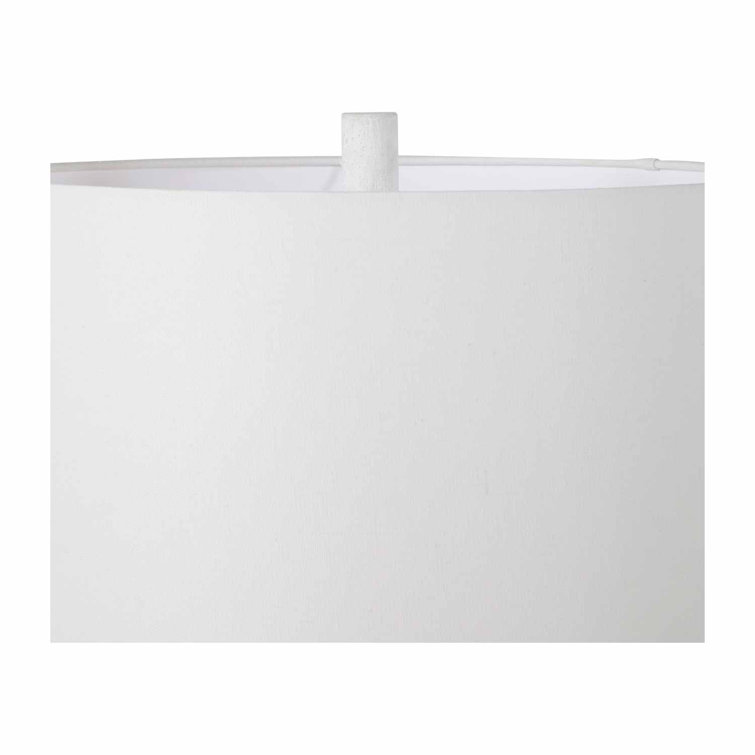 Olivia White Iron and Polyresin Table Lamp with Linen Shade