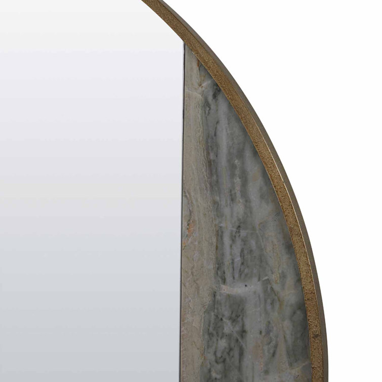 Green Meadow Marble and Champagne Iron Wall Mirror
