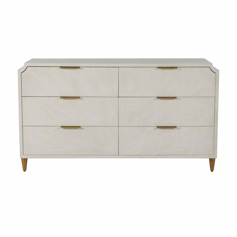 Gabby 60'' White and Gold Mid-century Modern 6-Drawer Dresser