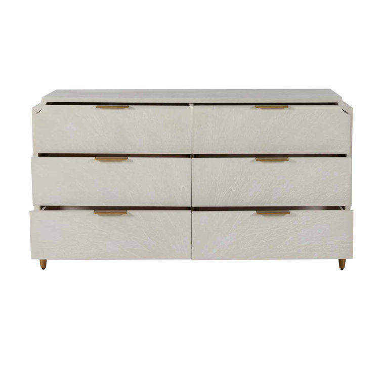 Gabby 60'' White and Gold Mid-century Modern 6-Drawer Dresser