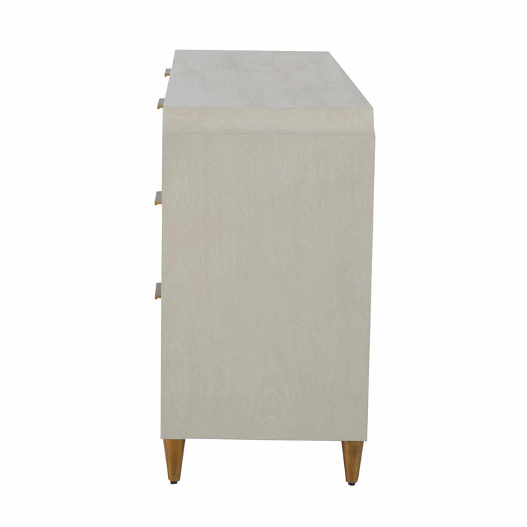 Gabby 60'' White and Gold Mid-century Modern 6-Drawer Dresser