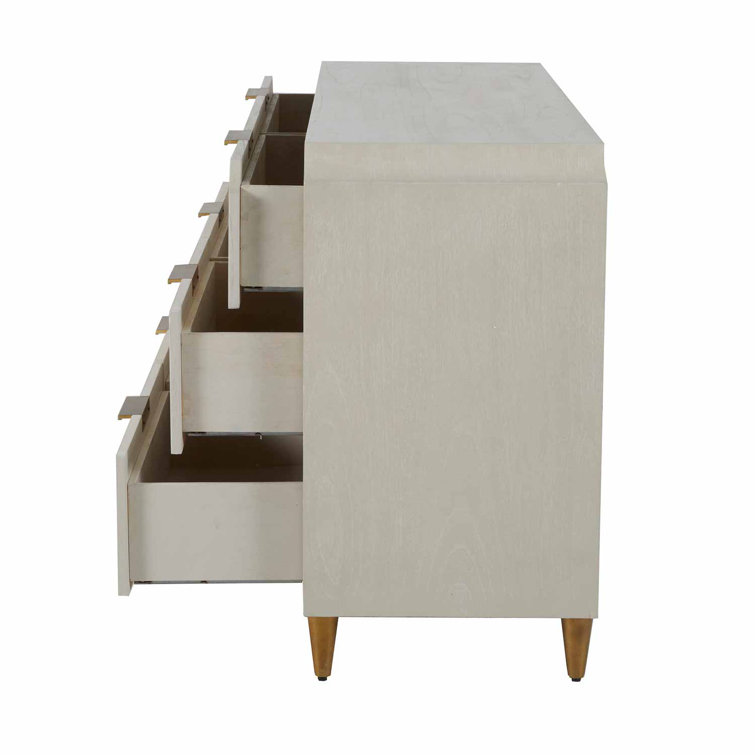 Gabby 60'' White and Gold Mid-century Modern 6-Drawer Dresser