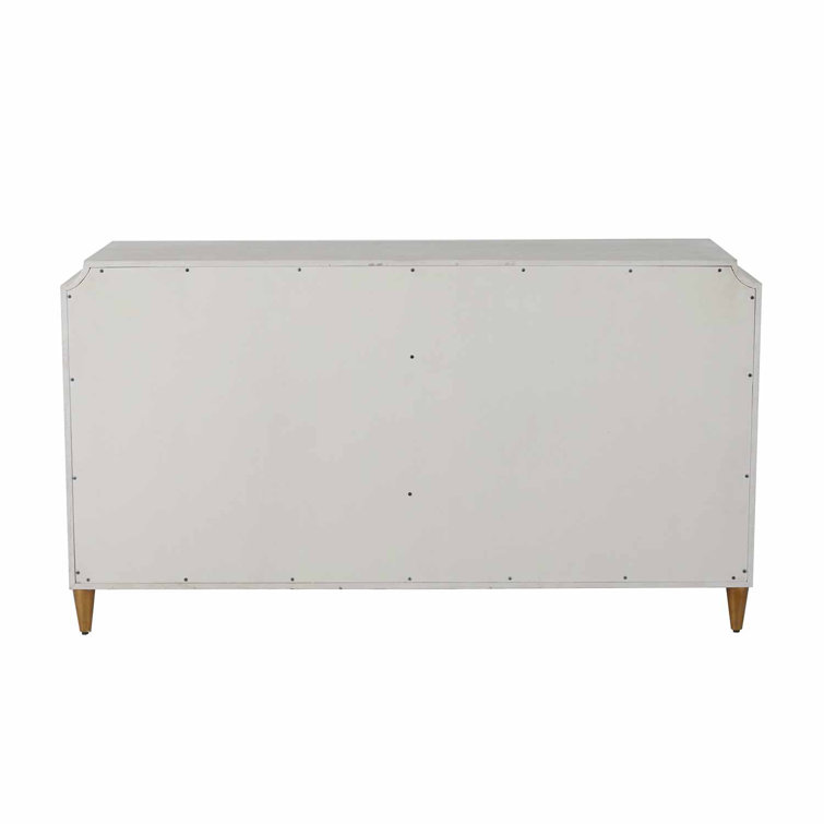 Gabby 60'' White and Gold Mid-century Modern 6-Drawer Dresser