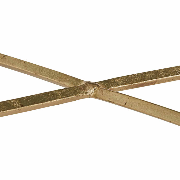 Evelina Gold Leaf Iron and Glass Rectangular Coffee Table