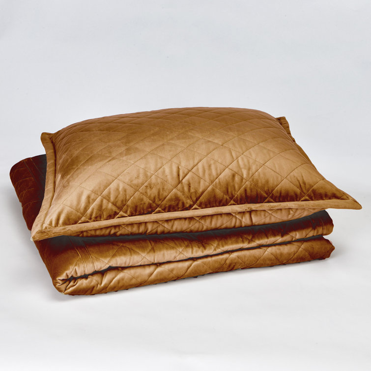 King Size Indigo Linen Quilted Coverlet Set with Euro Shams