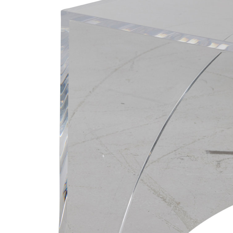 Clear Acrylic Coffee Table with Brushed Brass Accents