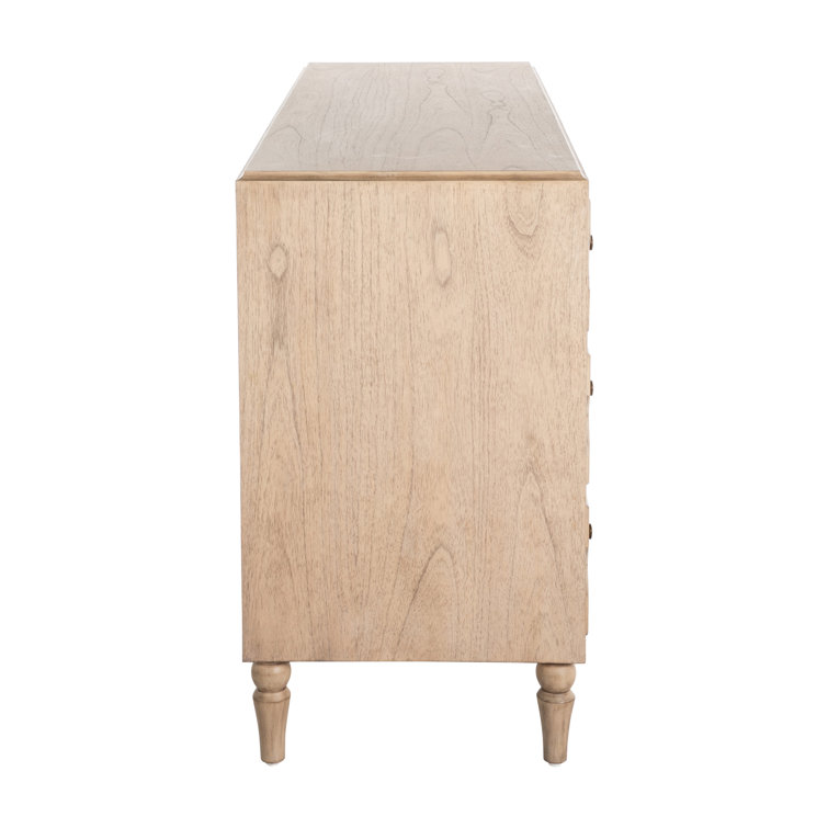 Blonde Natural Wood 8-Drawer Geometric Dresser