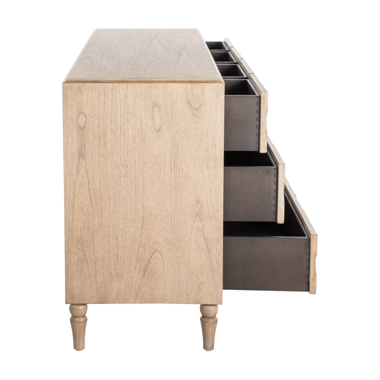 Blonde Natural Wood 8-Drawer Geometric Dresser