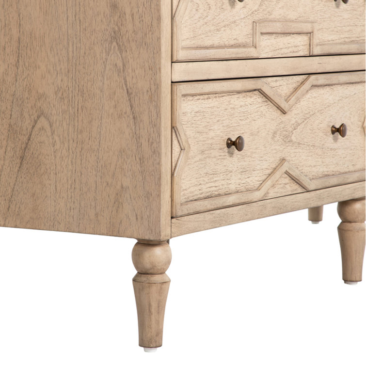 Blonde Natural Wood 8-Drawer Geometric Dresser