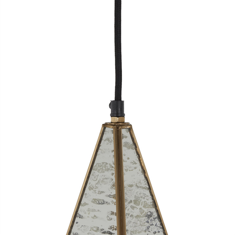Malina Antique Brushed Brass and Silver Mercury Glass Pendant Light