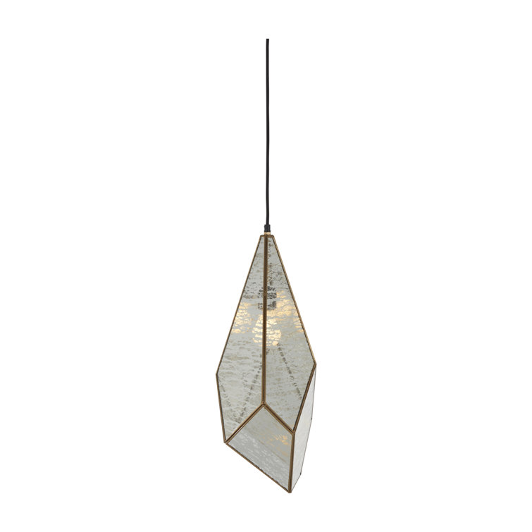 Malina Antique Brushed Brass and Silver Mercury Glass Pendant Light
