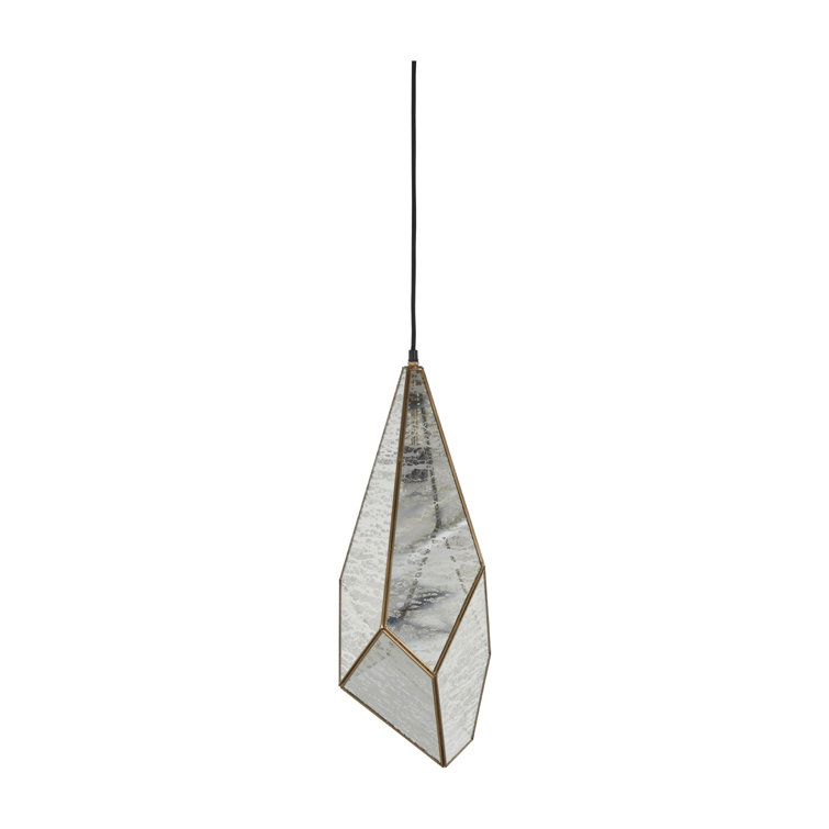 Malina Antique Brushed Brass and Silver Mercury Glass Pendant Light