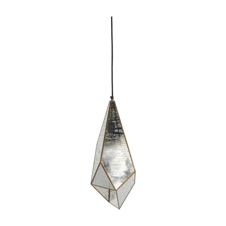 Malina Antique Brushed Brass and Silver Mercury Glass Pendant Light
