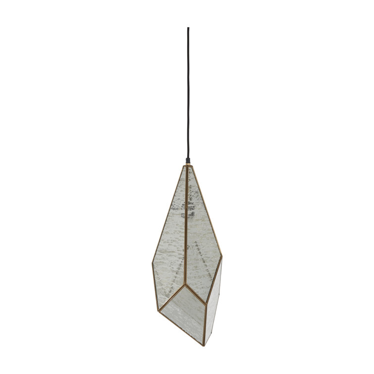 Malina Antique Brushed Brass and Silver Mercury Glass Pendant Light