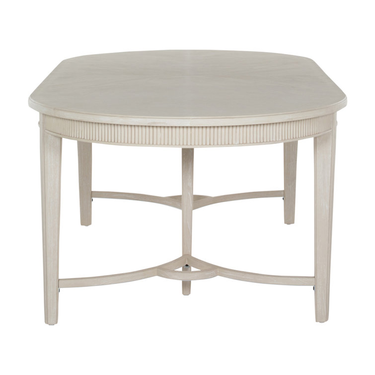 Cerused White Oval Extendable Wood Dining Table