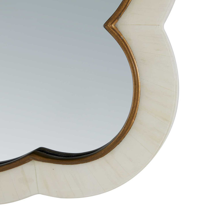 Rianna Antique Brass and Faux White Horn Cloud-Shaped Wall Mirror