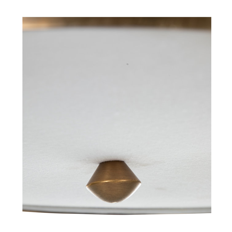 Aged Bronze and Salt Linen Drum Semi-Flush Mount Light