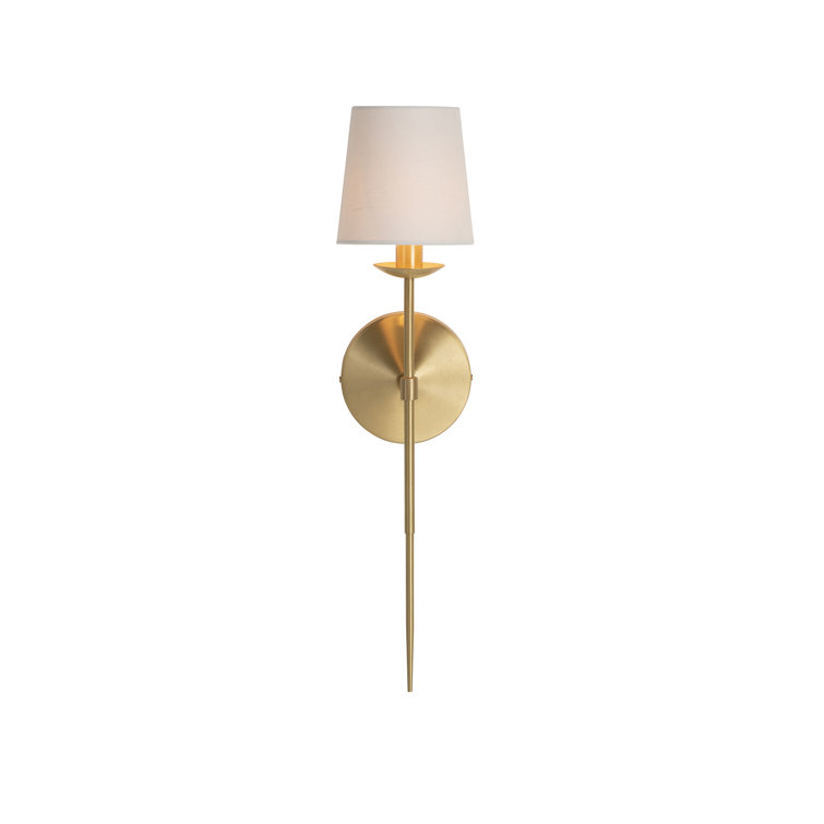 Granville Brass Wall Sconce with White Linen Shade