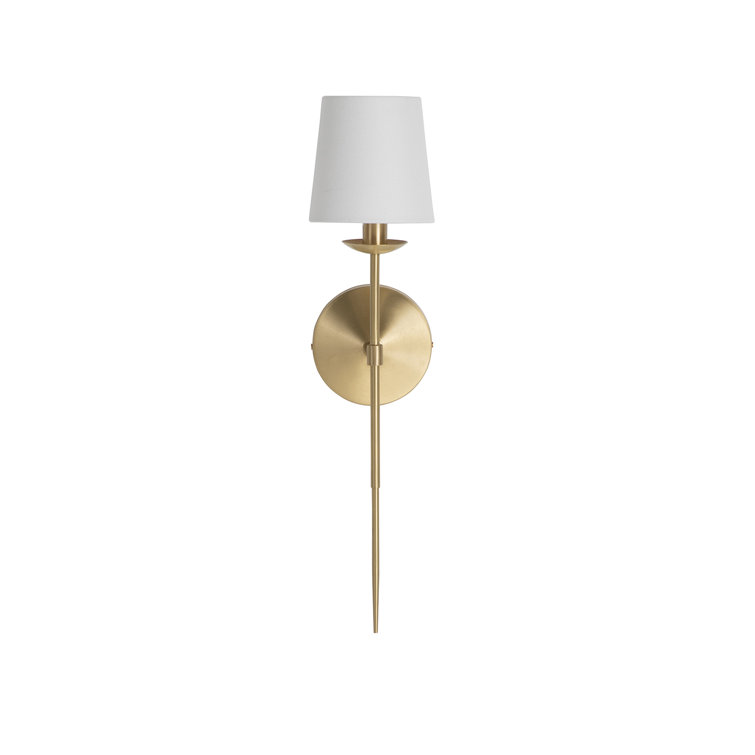 Granville Brass Wall Sconce with White Linen Shade