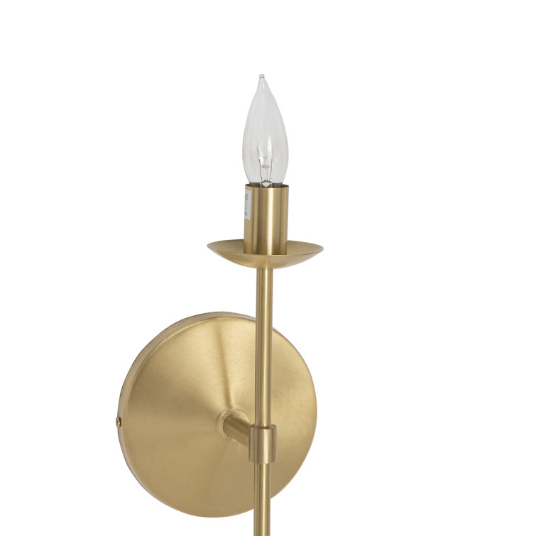 Granville Brass Wall Sconce with White Linen Shade