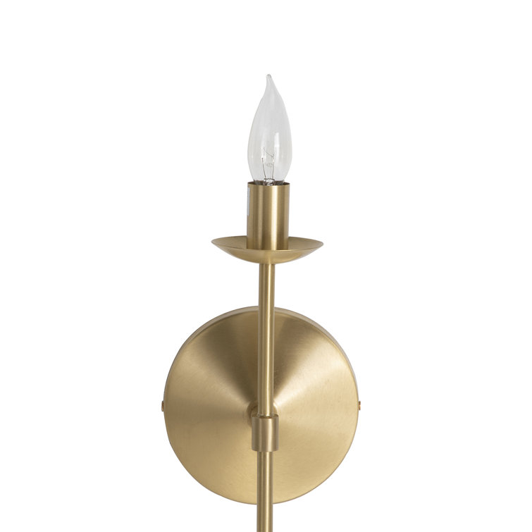 Granville Brass Wall Sconce with White Linen Shade