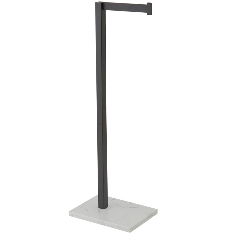 Matte Black Freestanding Toilet Paper Holder with Marble Base