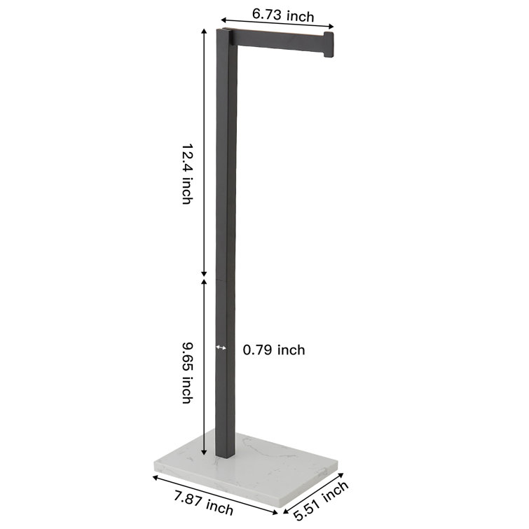 Matte Black Freestanding Toilet Paper Holder with Marble Base