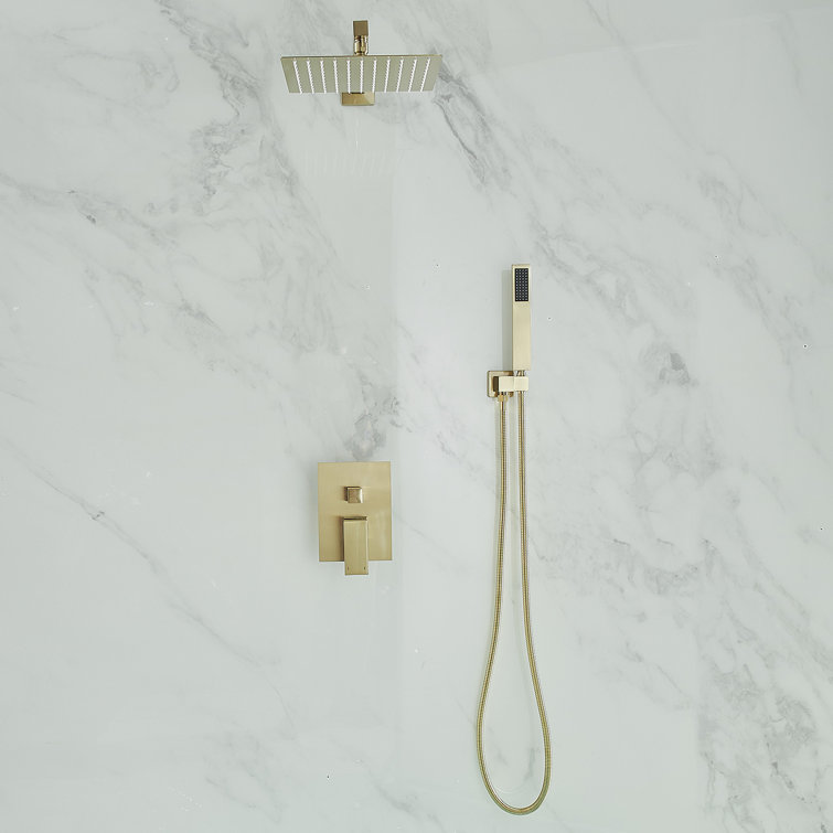 Brushed Gold Stainless Steel Wall Mounted Rain Shower System