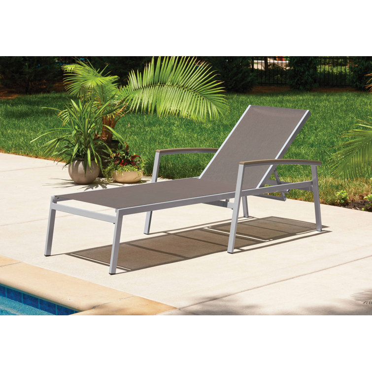 Set of 2 Flint and Cocoa Aluminum Chaise Lounges
