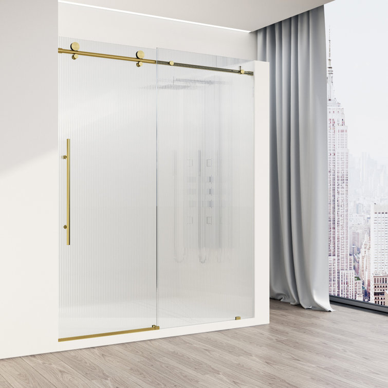 Elan E-Class 60" Frameless Sliding Shower Door in Matte Brushed Gold