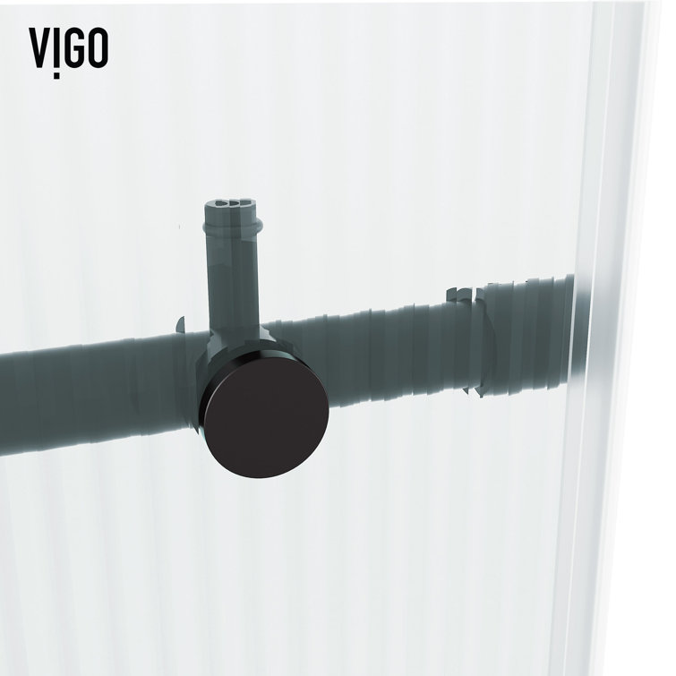 Elan E-Class 60" Matte Black Frameless Sliding Tub Door with Fluted Glass