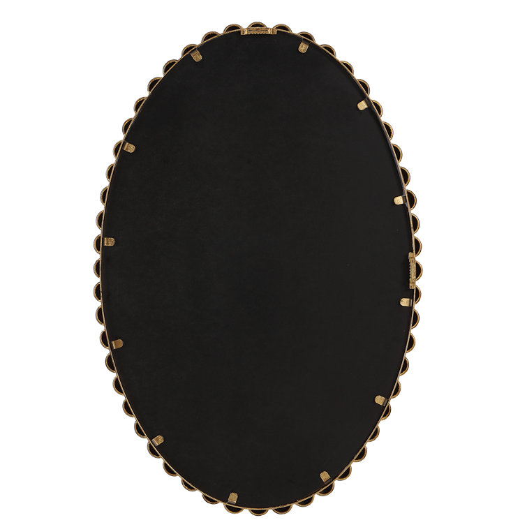 Sanne Gold Beaded Oval Wall Mirror with Metal Frame