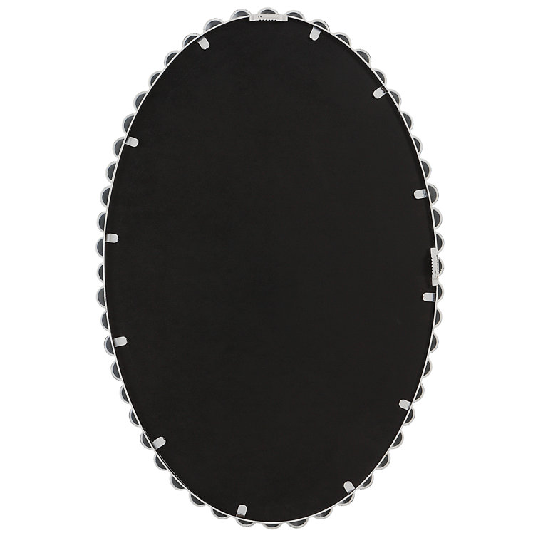 White Beaded Oval Metal Wall Mirror
