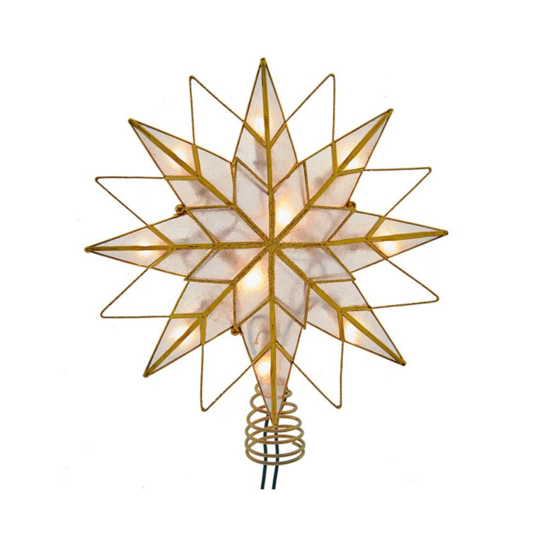 Gold and White Metal 8-Point Star Christmas Tree Topper