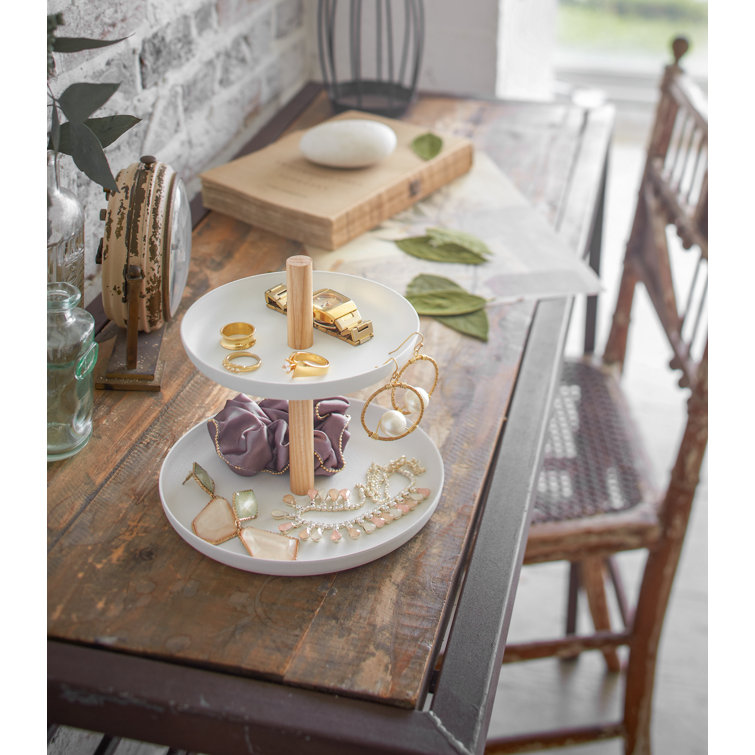 Tosca Contemporary Steel & Wood Tiered Accessory Tray