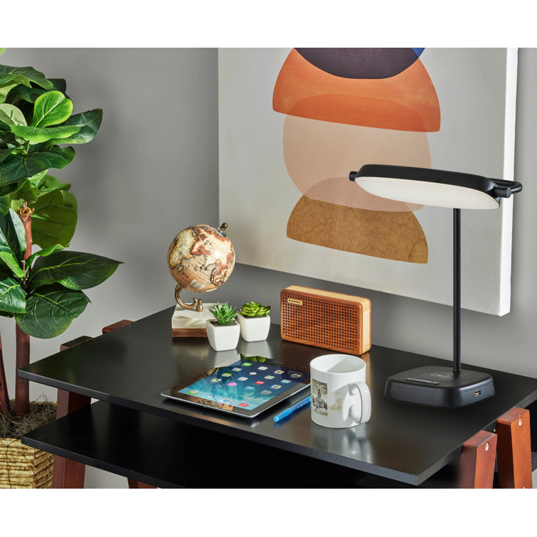 Black Metal Touch Desk Lamp with Frosted Diffuser