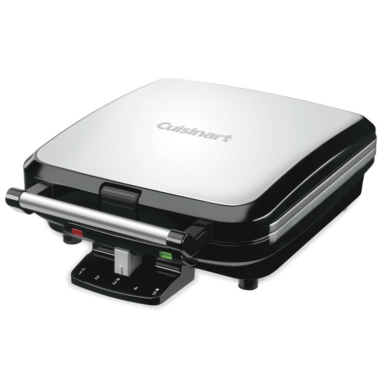 Stainless Steel 4-Slice Belgian Waffle Maker with Non-Stick Coating