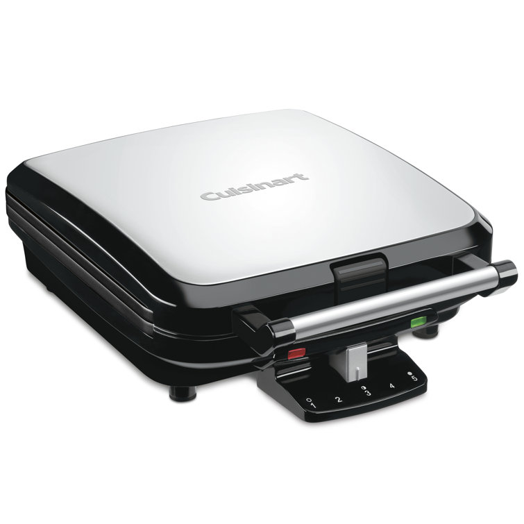 Stainless Steel 4-Slice Belgian Waffle Maker with Non-Stick Coating
