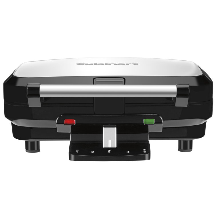Stainless Steel 4-Slice Belgian Waffle Maker with Non-Stick Coating