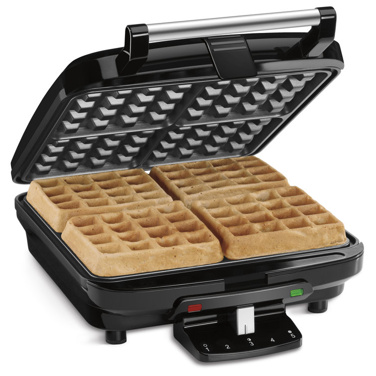 Stainless Steel 4-Slice Belgian Waffle Maker with Non-Stick Coating